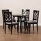 Baxton Studio Daisy Grey Upholstered and Dark Brown Finished Wood 5-Piece Dining Set 173-9726-10896 - alternate 4
